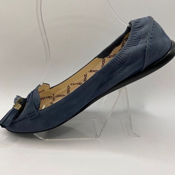Celine Iconic Blue Suede Loafers With Tassel Size 38 - Picture 6 of 9